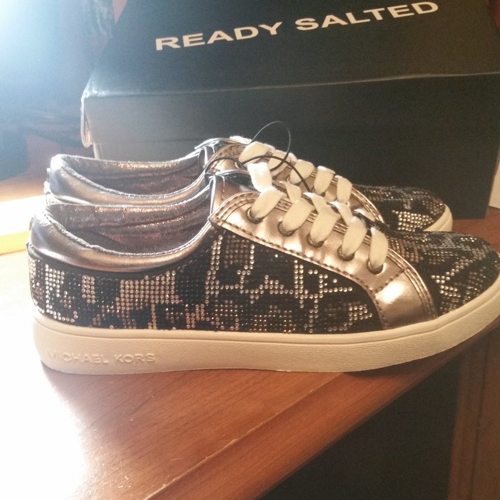 New Michael Kors Jem Lyla Black/Pewter Girls Shoes